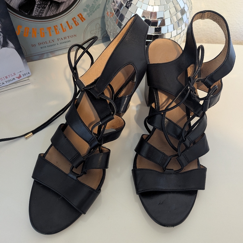 Coach black leather block heel sandal - Picture 6 of 8